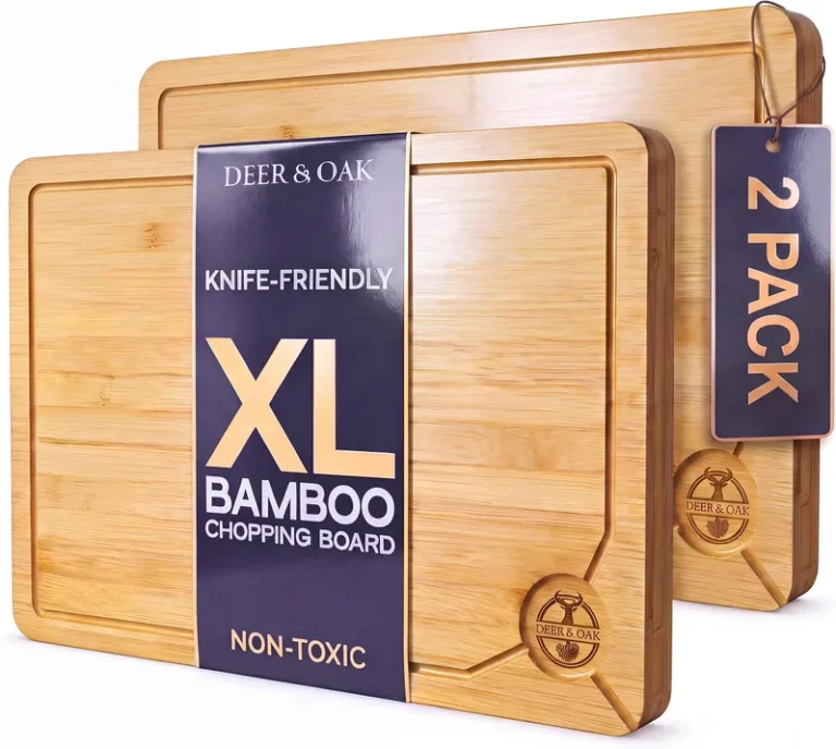 Deer And Oak X Large Bamboo Chopping Boards 44x30cm 2 Pack Pre Oiled