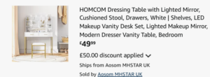 Dressing Table With Lighted Mirror