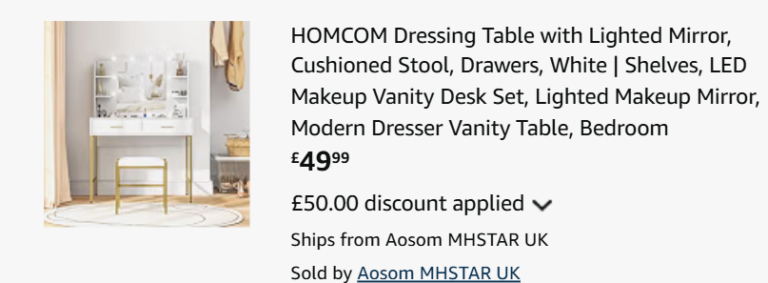 Dressing Table With Lighted Mirror