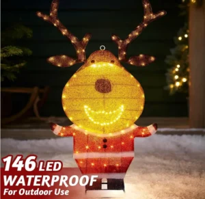 Eambrite Light Up Reindeer Christmas Decoration Outdoor Motion Activated Xmas De