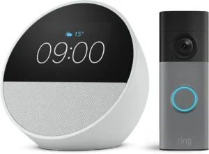 Echo Spot Newest Gen Glacier White Ring Battery Video Doorbell Newest Gen Speckl