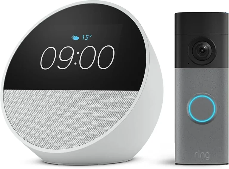 Echo Spot Newest Gen Glacier White Ring Battery Video Doorbell Newest Gen Speckl