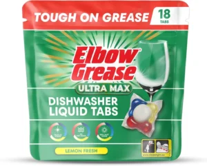 Elbow Grease Ultra Max Liquid Dishwasher Tablets Lemon 18 Tabs