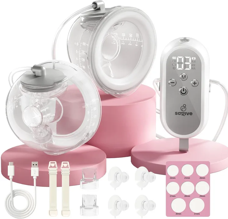 Electric Breast Pump Wearable Handsfree 4modes 12levels 300mmhg Gray