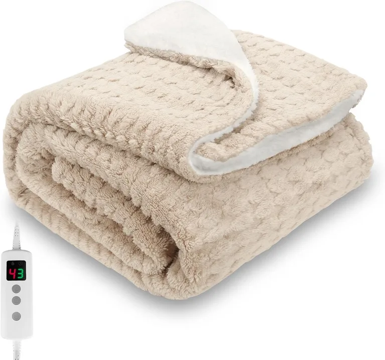 Electric Throw Blanket Heated Blanket 130x160cm Overheat Protection Beige