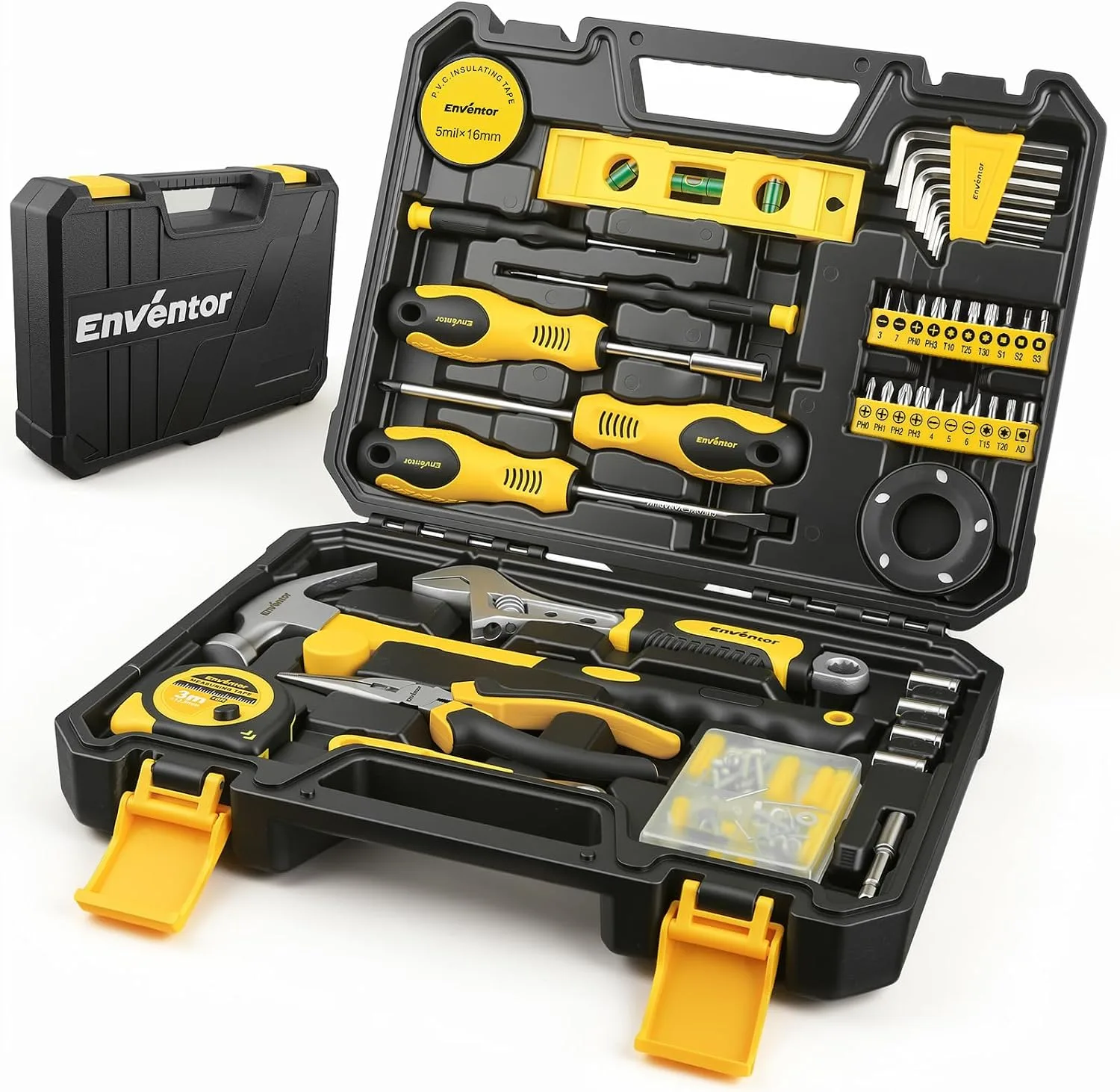 Enventor Tool Kit 128pcs Home Repair Tool Set Basic Hand Toolbox