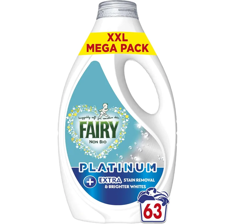 Fairy Non Bio Washing Liquid 63 Washes 1 953l Platinum With Extra Stain Removal