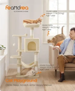 Feandrea Cat Tree Tower 112 Cm Multi Level Plush Cat Condo