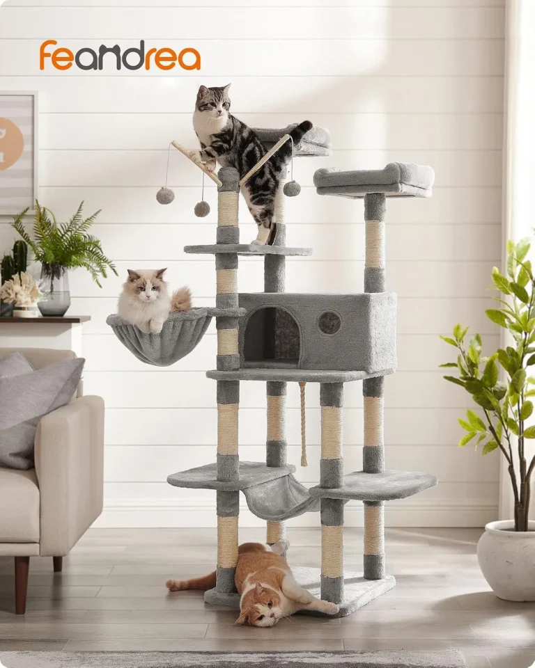 Feandrea Cat Tree XXL Cat Condo 164 Cm Light Grey PCt087w01