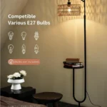 Floor Lamp Rattan with Table Adjustable Height 152~176CM