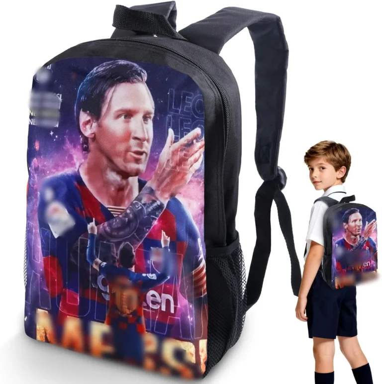 Football School Bag, 14.5inch Cool Backpack Boys Girls, Kids Lightweight Football Star School Bag, Children Rucksack Casual Travel Bag, Adjustable Straps