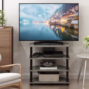 Furinno Econ 4 Tier Petite TV Stand For TV Up To 32 Inch French Oak