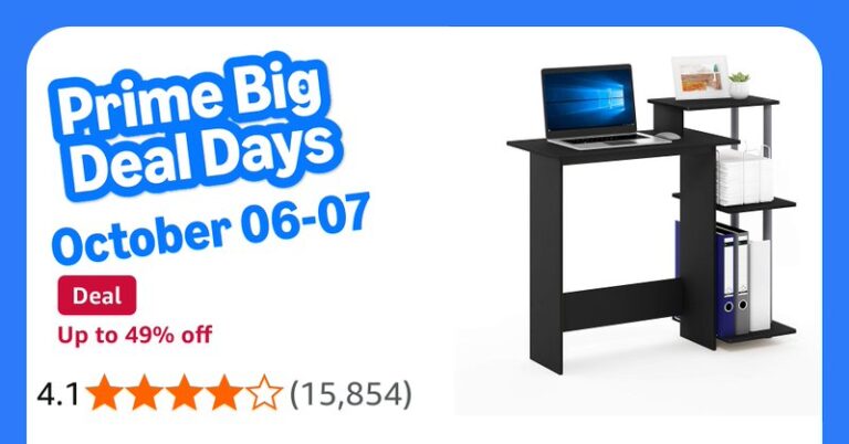 Furinno Efficient 3 Open Side Shelves Gaming Desk Solid Black
