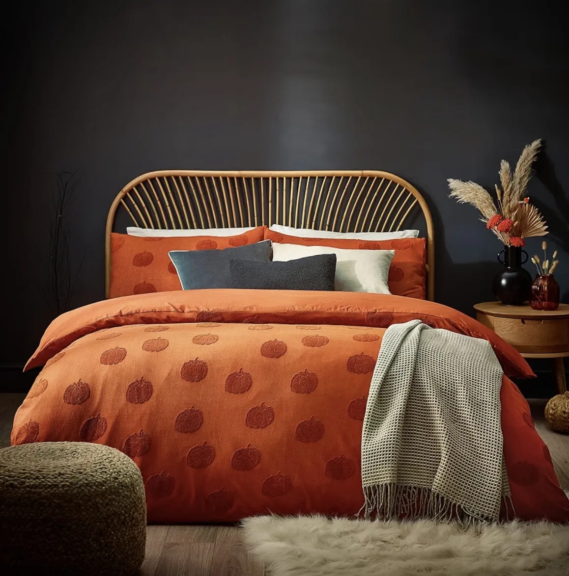 Furn Pumpkin Tufted Halloween 100 Cotton Duvet Cover Set Autumn Bedding Orange D