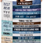 Gifts for Mom Blanket, Mother Birthday Gifts, Gifts for Mum from Daughter Son, Soft Flannel Blanket with Heartfelt Message, Presents for Mother's Day,Birthday,Christmas, Valentines,130x150cm