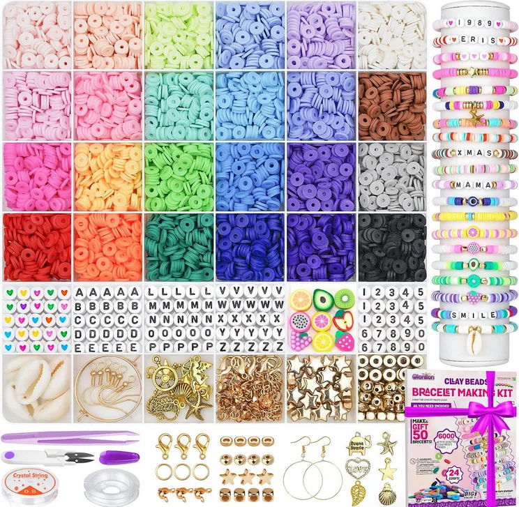 Gionlion 6000 Clay Beads Friendship Bracelet Making Kit 24 Colours