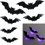 Halloween Decorations Indoor Lights, LED 3D Glowing Bats Wall Decor F4-ZDBF