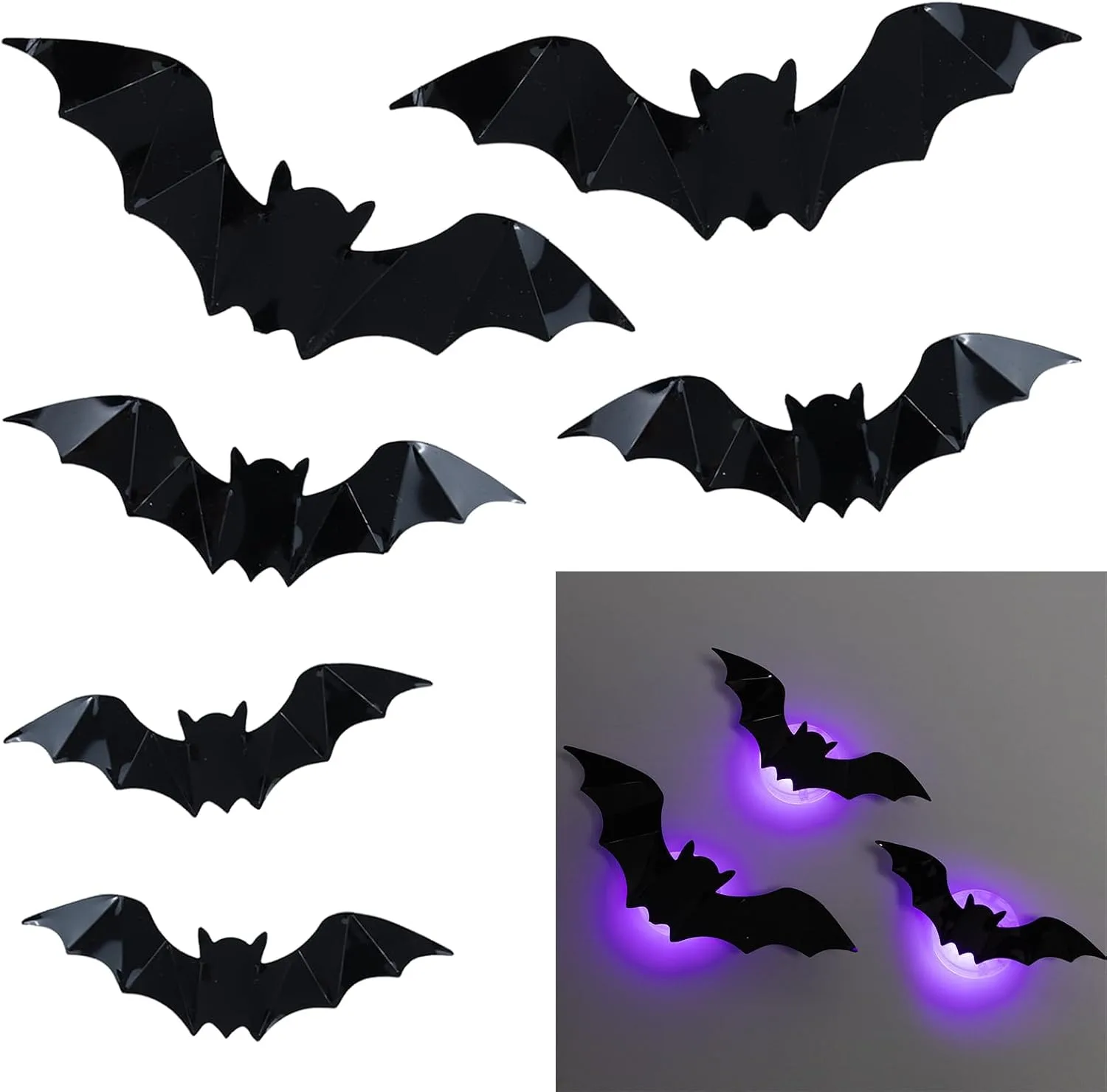 Halloween Decorations Indoor Lights Led 3d Glowing Bats Wall Decor F4 Zdbf