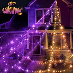 Halloween Decorations Outdoor Spider Web Lights With Giant Cobwebs