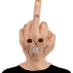 Halloween Middle Finger Mask Realistic Funny Finger Full Head Mask for Adult Carnival Costume Party Cosplay Props