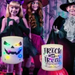 Halloween Trick or Treat Bags Light Up Ghost Basket