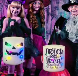 Halloween Trick Or Treat Bags Light Up Ghost Basket