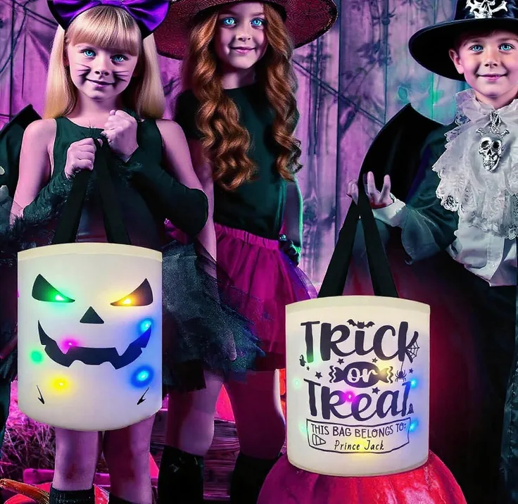 Halloween Trick Or Treat Bags Light Up Ghost Basket