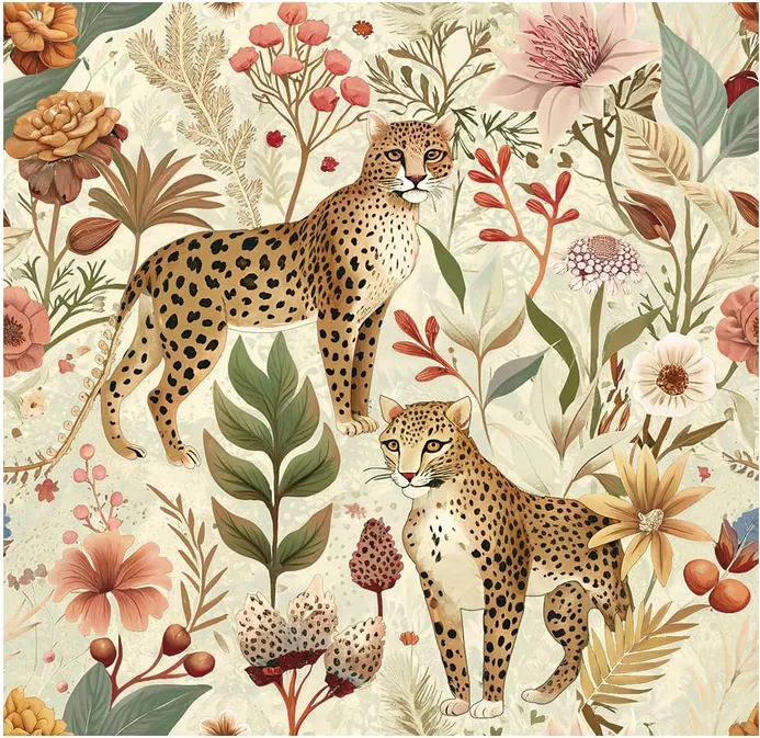 Haokhome Leopard Print Wallpaper Self Adhesive Jungle Animal Wallpaper