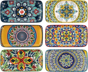 Henxfen Lead Serving Plates Porcelain 8 Inch Small Rectangular Plate Set Salad P