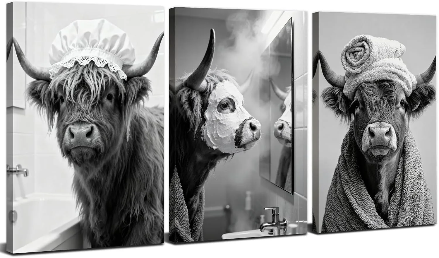 Highland Cow Canvas Wall Art 12 16 3pcs