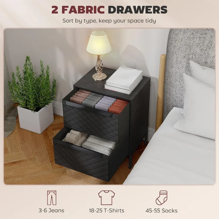 Homcom Chest Of Drawers With 3 Fabric Drawers Aluminium Handles Black