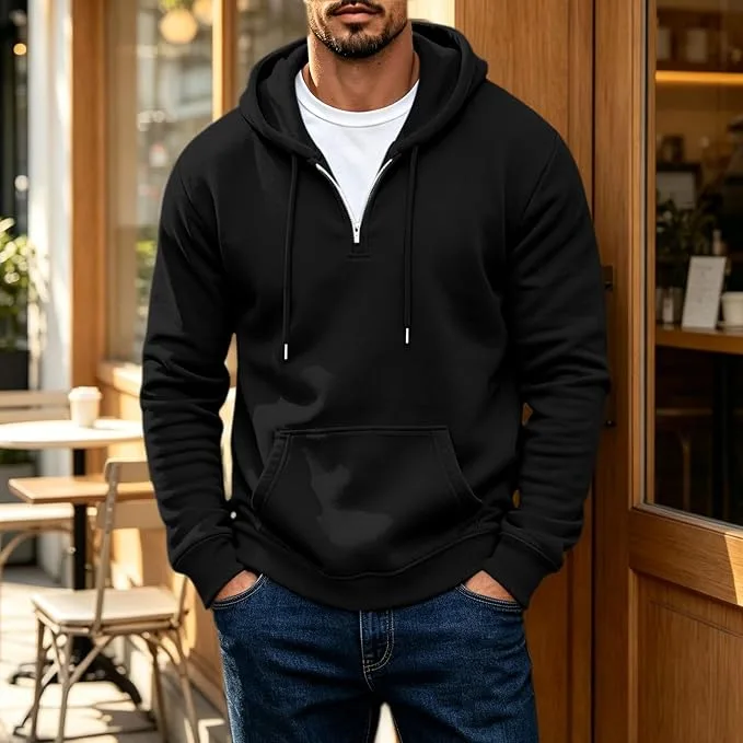 Hoodies For Men UK Half Zip Pullover Hoodie