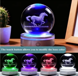 Horse Crystal Night Light K9 3 15 Inch Crystal Ball Night Light With 16 Colors R