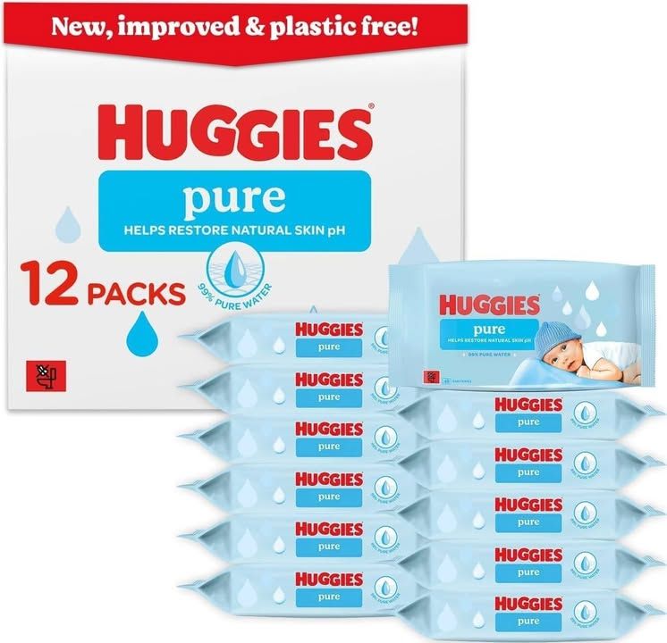 Huggies Pure Plastic Free Baby Wipes Pack Of 12