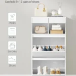 Hzuaneri Wooden Shoe Cabinet, 2 Flip Drawer, Slim Shoes Rack Cabinet, White