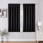 Joydeco Pencil Pleat Blackout Curtains W46 x L54 Inch 2 Panels for Ceiling Track Rail, Pair of Bedroom Window Curtains 137cm Length with Rod Pocket for Room Darkening - Black