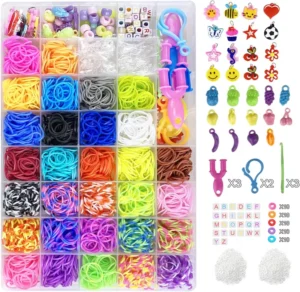 Jsdoin 2700 Loom Bands Kit 30 Colors Loom Rubber Bands With Clips Charms Beads A