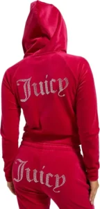 Juicy Couture Women S Diamante Velour Zip Through Hoodie