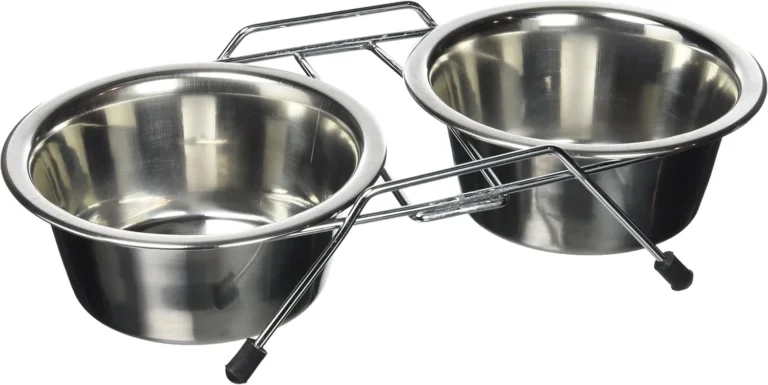 Kerbl Double Bowl Stand Including 2 Stainless Steel Bowls No Slipping Stable
