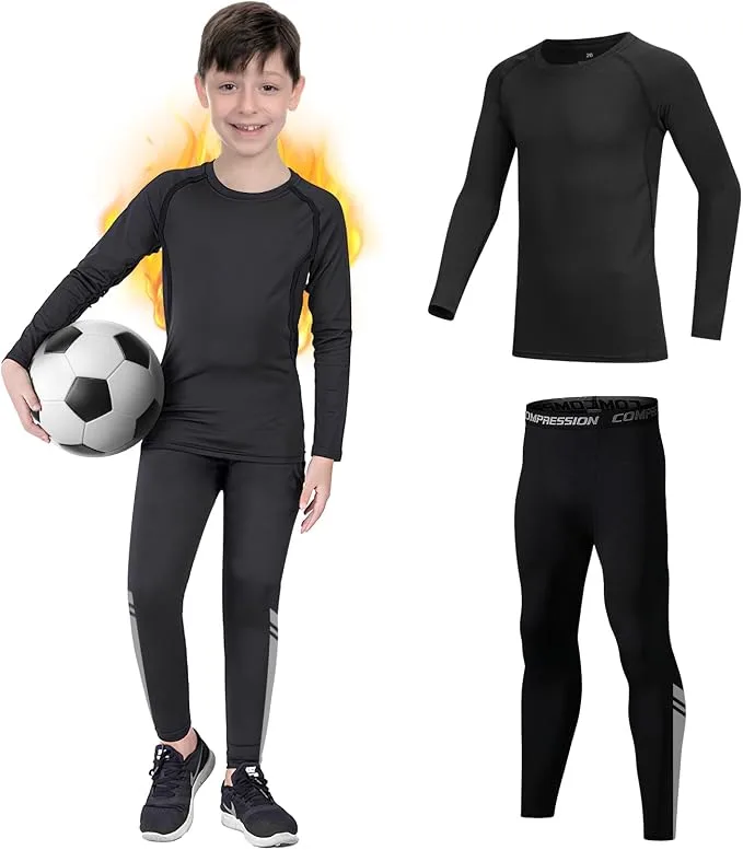 Kids Base Layer Fleece Lined Athletic Football Skins Warm Football Skins Long Sl