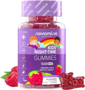 Kids Night Time Gummies Magnesium L Theanine Vitamin B Novomins