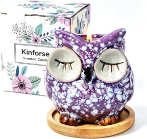 Kinforse Scented Candles Gifts For Women Owl Design Lavender Candle