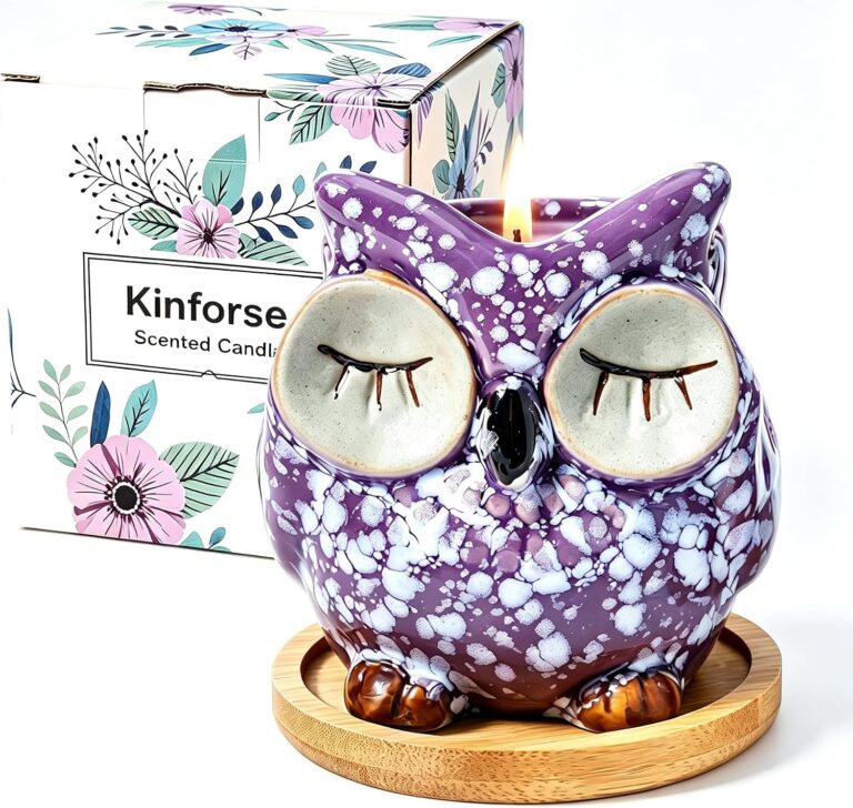 Kinforse Scented Candles Gifts For Women Owl Design Lavender Candle