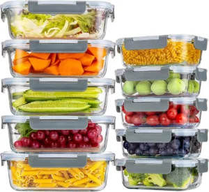 Kumd 20 Piece Set 10 Pack Borosilicate Glass Meal Prep Containers With Upgraded