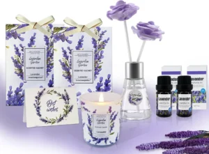Lavender Scented Candle And Reed Diffuser Home Aroma Gift Set For Women