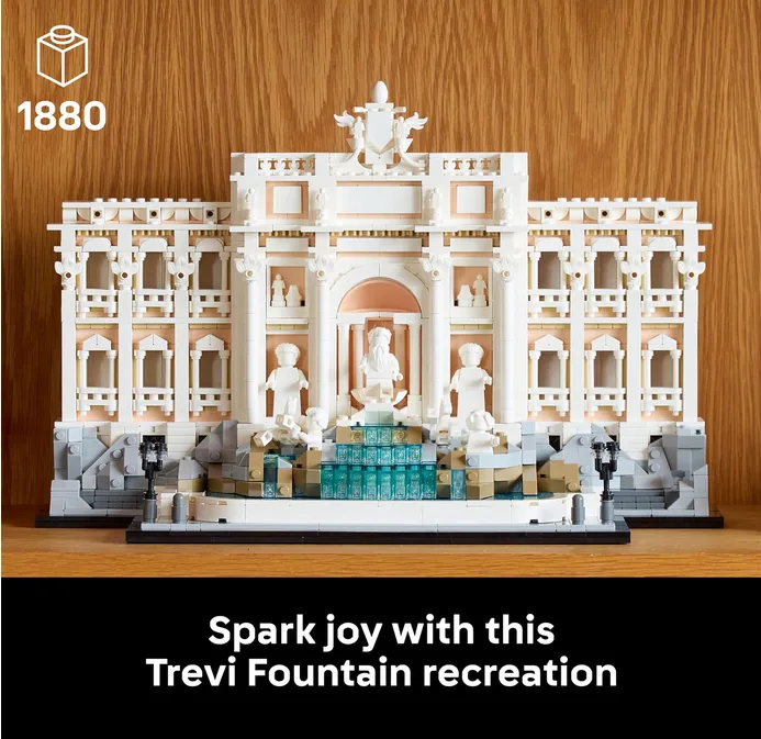 LEGO Architecture Trevi Fountain Baroque Monument Model Kit With Palazzo Poli Fa