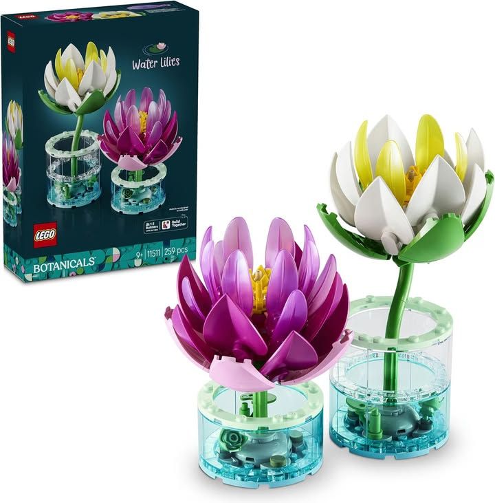 LEGO Botanicals Water Lilies Faux Flowers Set W 2 Artificial Potted Plants In Tr