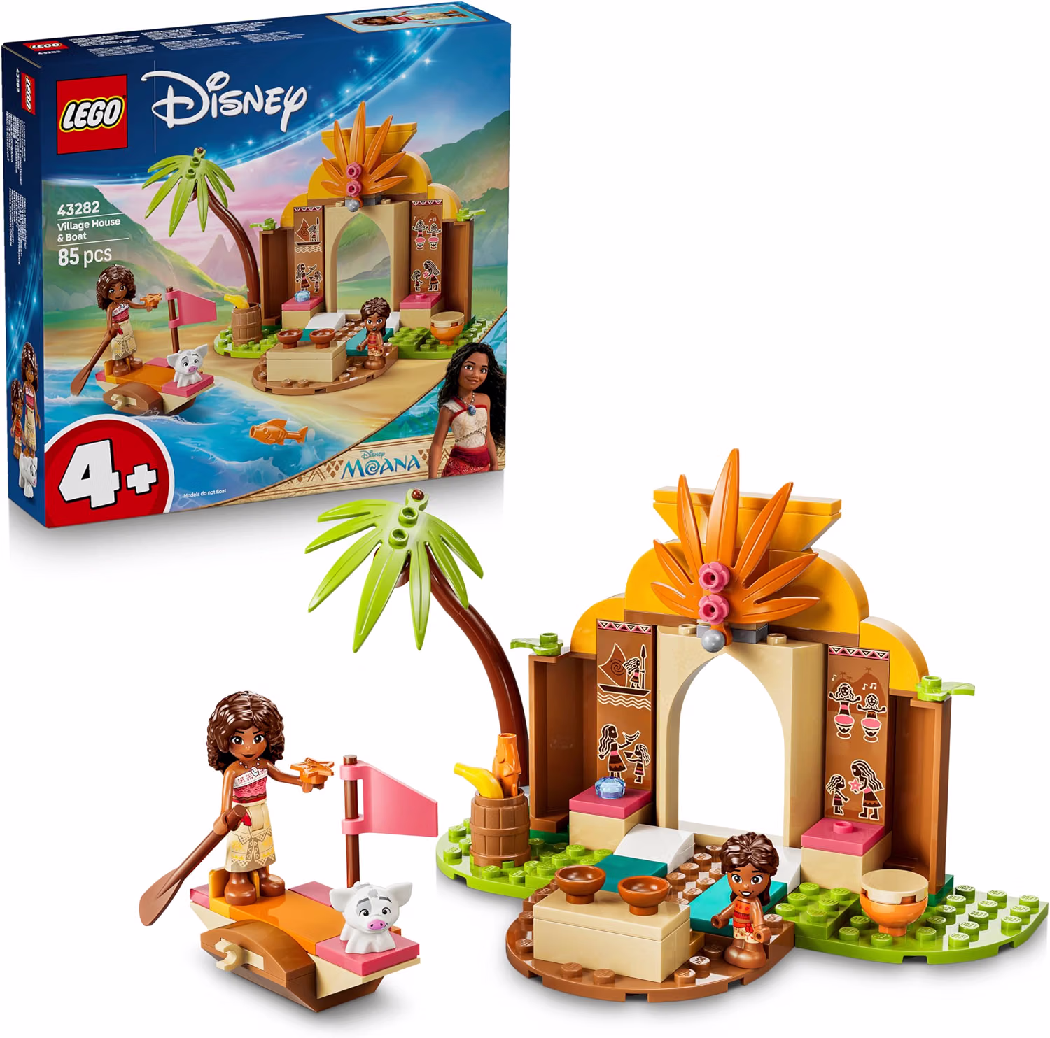 LEGO Disney Moana Village House And Boat Toy Educational Set W 2 Mini Dolls And