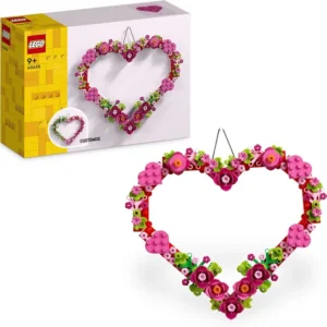 LEGO Heart Ornament Toy Kids Arts And Crafts Kit Incl A Display Model With Flowe