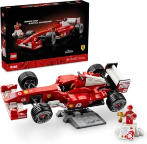 LEGO Icons Ferrari F2004 And Michael Schumacher F1 Car Model Kit For Adults Disp